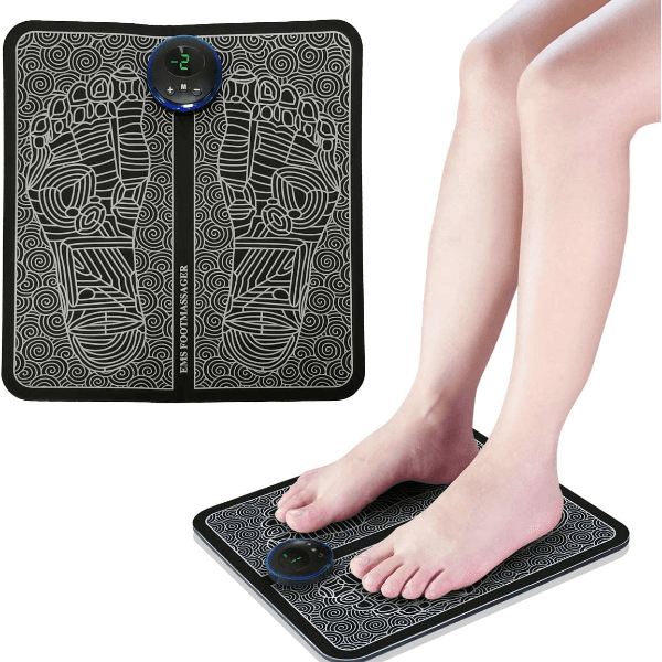 Tapete Massageador Elétrico Ems Foot Ds11862 para Pés Pernas Relaxante Muscular Recarregável Preto