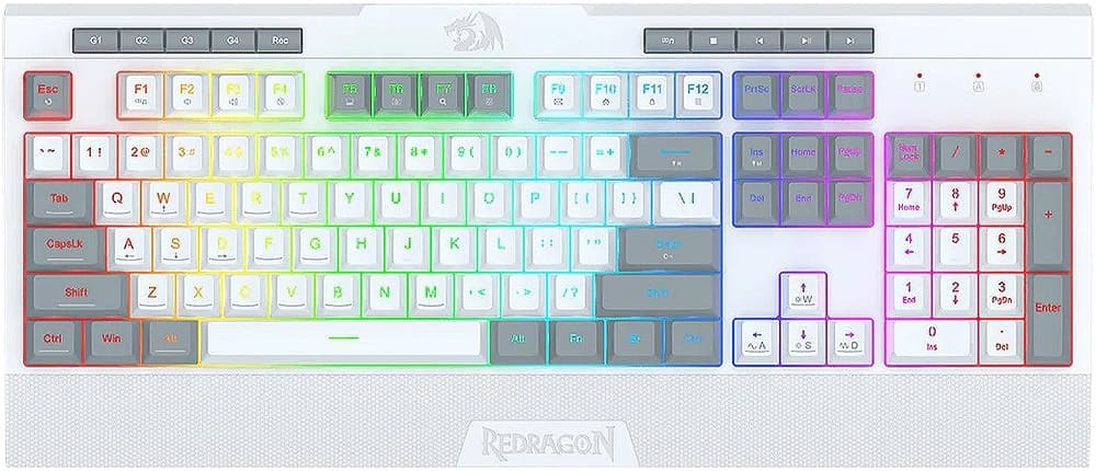 Teclado com Fio Gaming Redragon Shiva Lite K525WG-RGB Branco