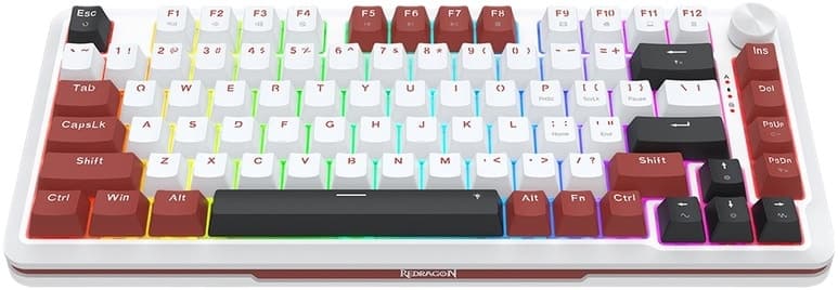 Teclado com Fio Gamer Redragon Stormhunter K721WRB-RGB-M Branco/Vermelho