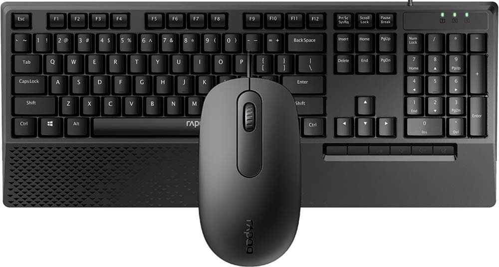 Teclado e Mouse com Fio Rapoo Nx2000 Preto