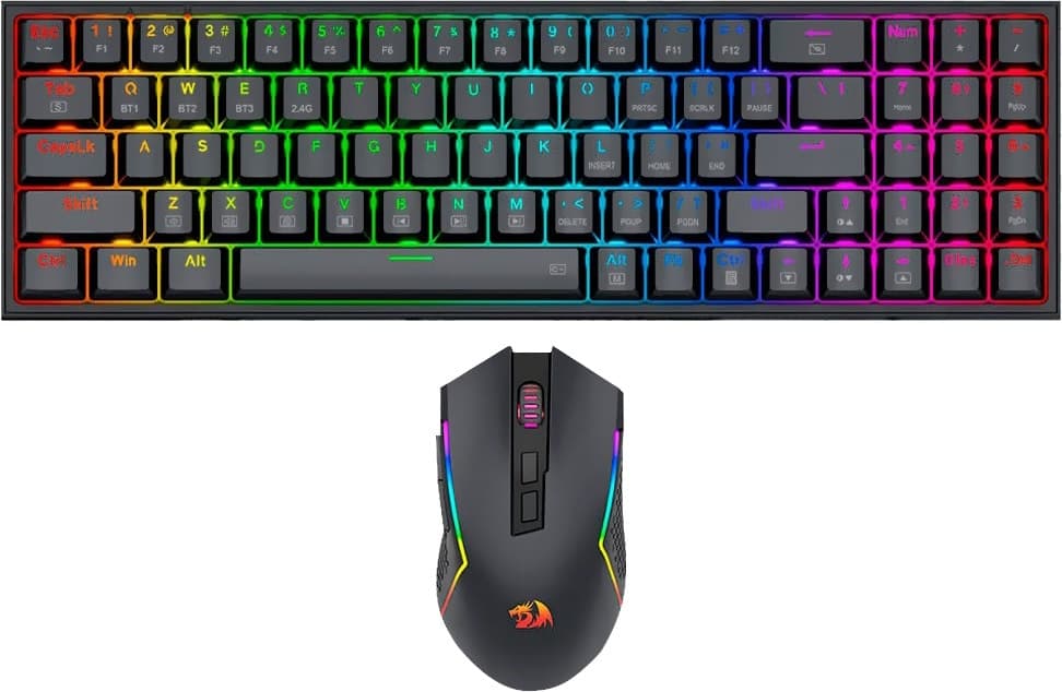 Kit Teclado e Mouse Sem Fio Redragon S136 Preto