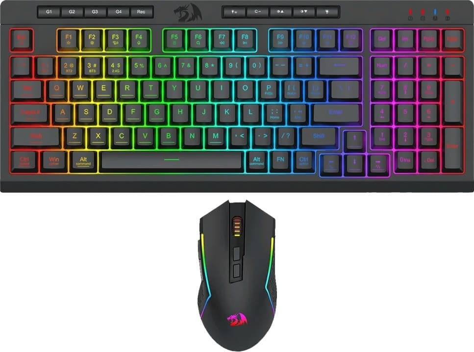 Kit Teclado e Mouse Sem Fio Redragon S142 Preto