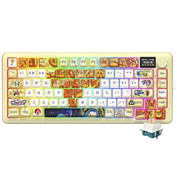 Teclado Gamer Mecânico Redragon Flekact Pro Art K708GF-RGB-Pro Wireless / LCD / RGB / Inglês - Amarelo / Laranja