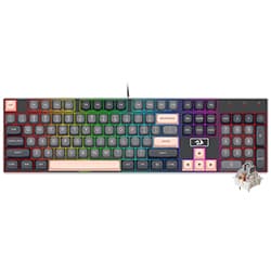 Teclado Gamer Mecânico Redragon K556GBP-RGB Devarajas USB / RGB / Cinza / Inglês - Preto / Cinza