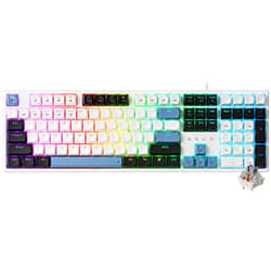 Teclado Gamer Mecânico Redragon K668WGB-RGB Trundle USB / RGB / Inglês - Branco / Preto