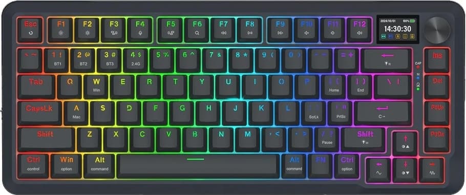 Teclado Mecânico Gamer Redragon Flekact Pro K708-RGB Pro BT 2.4GHz Preto
