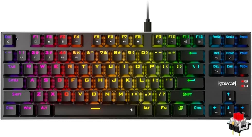 Teclado Gaming Redragon Dharma Tkl K660-RGB Switch Vermelho