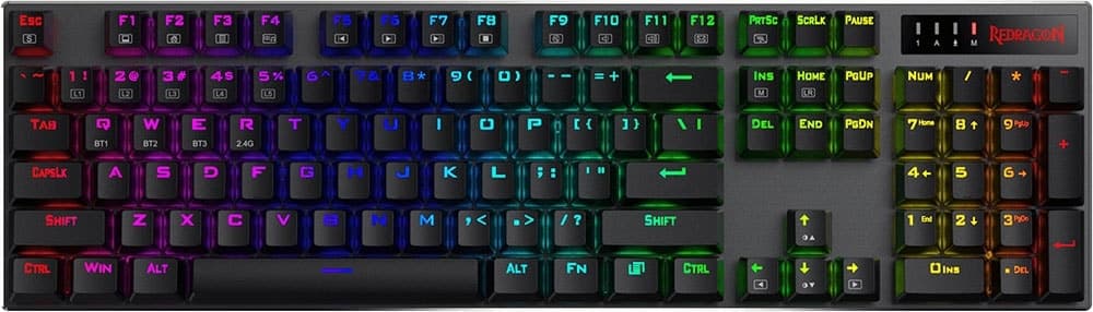 Teclado Gaming Redragon Dharma Pro K556RGB-Pro (Inglês - 3 Modos) Switch Vermelho