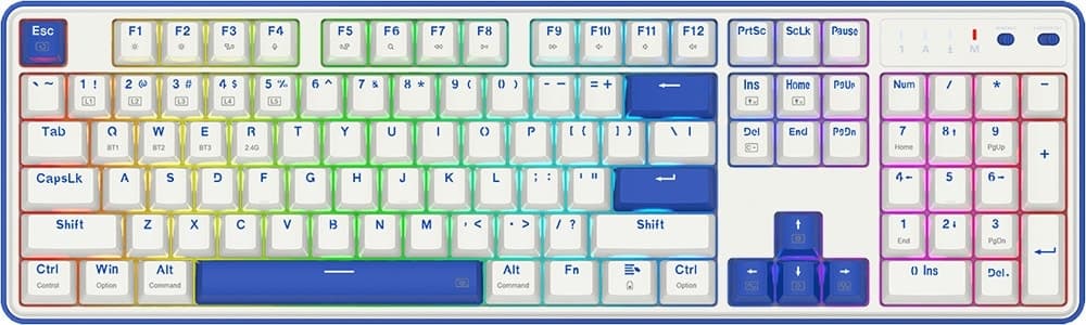 Teclado Gaming Redragon Faye Pro K685WB-RGB-Pro (Inglês - 3 Modos) Switch Red