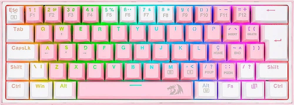 Teclado Gamer Redragon Fizz K617-R Rainbow (Inglês com Fio) Switch Azul