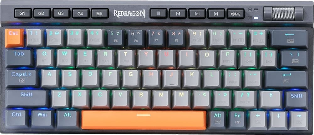 Teclado Gamer Redragon K634GG-RGB-Pro Traric Pro Cinza (Inglês - 3 Modos) Switch Red