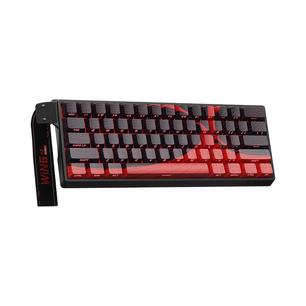 Teclado Mecânico Aula Win68 He Max 65% Preto e Vermelho