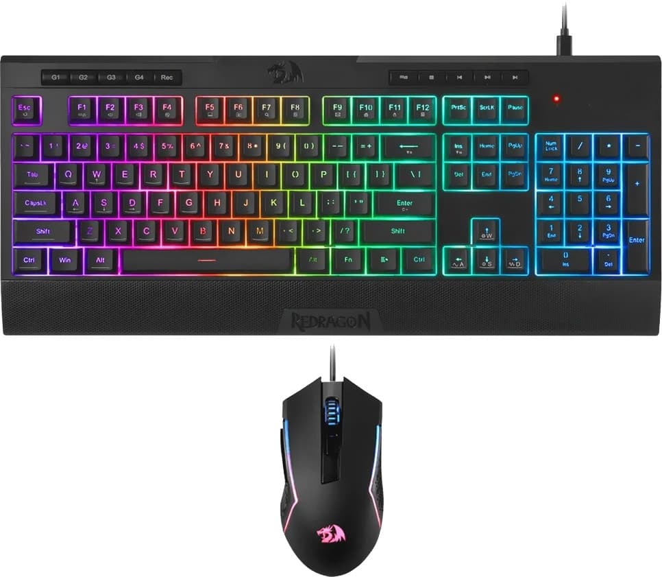 Teclado + Mouse Gamer Redragon Essentials S151 USB / RGB / Inglês - Preto