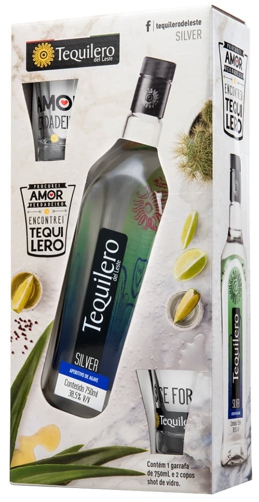 Tequila Silver Tequileros Del Leste 750mL + 2 Copos