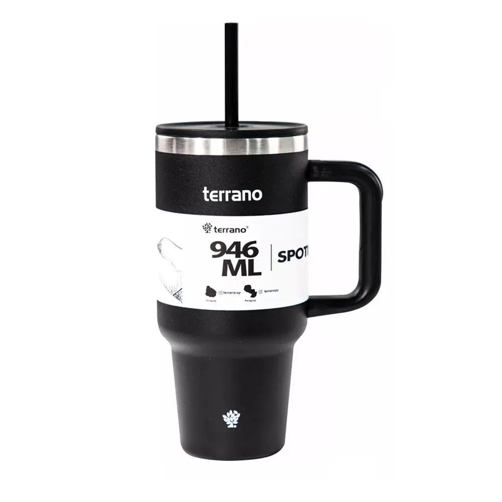 Garrafa Térmica Terrano Spotie Cup 946ml C/pajita Negro