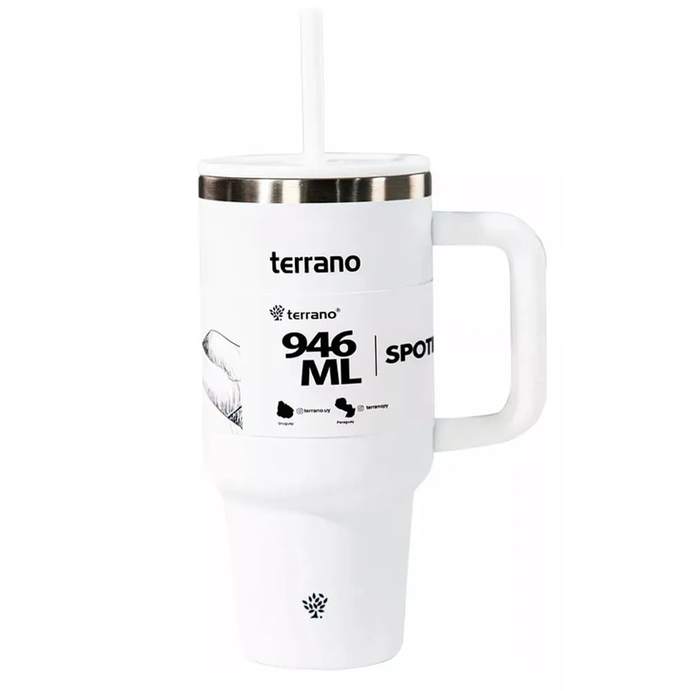 Garrafa Térmica Terrano Spotie Cup C/pajita 946ml Blanco