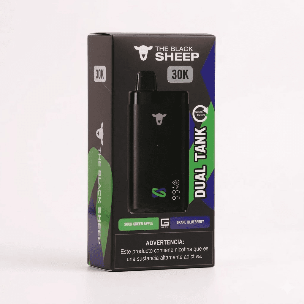 Vape Descartável The Black Sheep 30000PUFFS Sour Green Ap./grape Blueberry