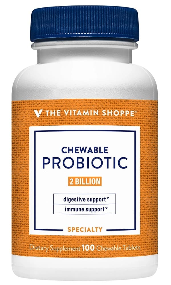 Probiótico Mastigável The Vitamin Shoppe 2 Bilhões (100 Comprimidos)