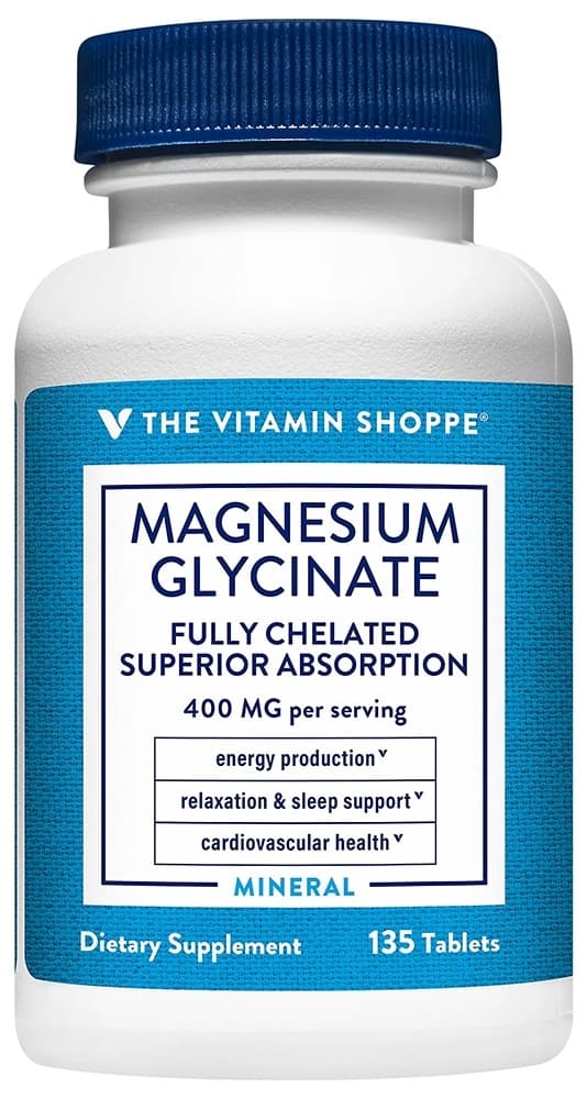 Magnésio Glicinato The Vitamin Shoppe 400MG (135 Tabletes)