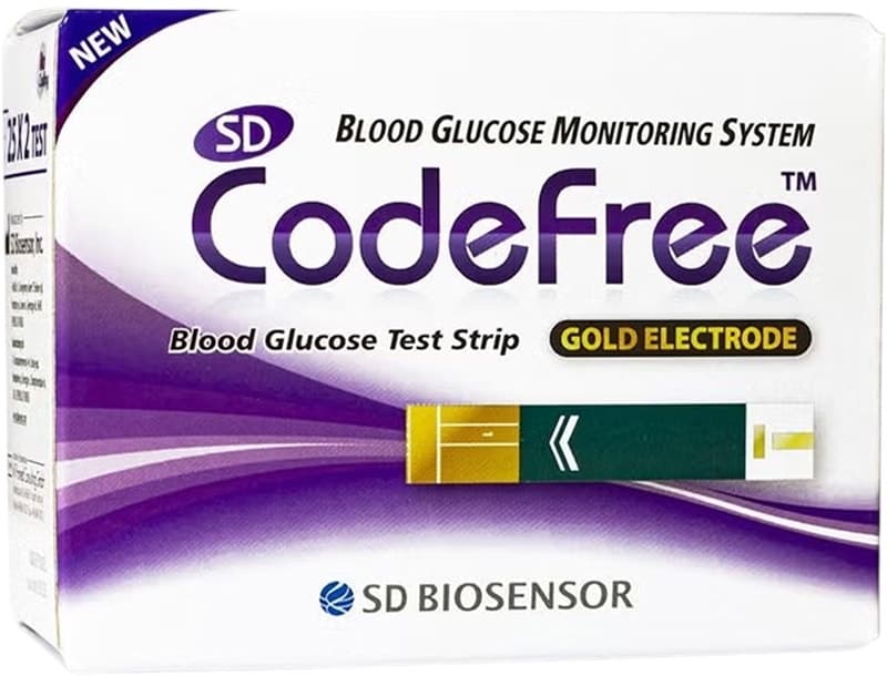 Tiras de Teste Sd Codefree Gold Electrode 01Gs11 - 50 Unidades
