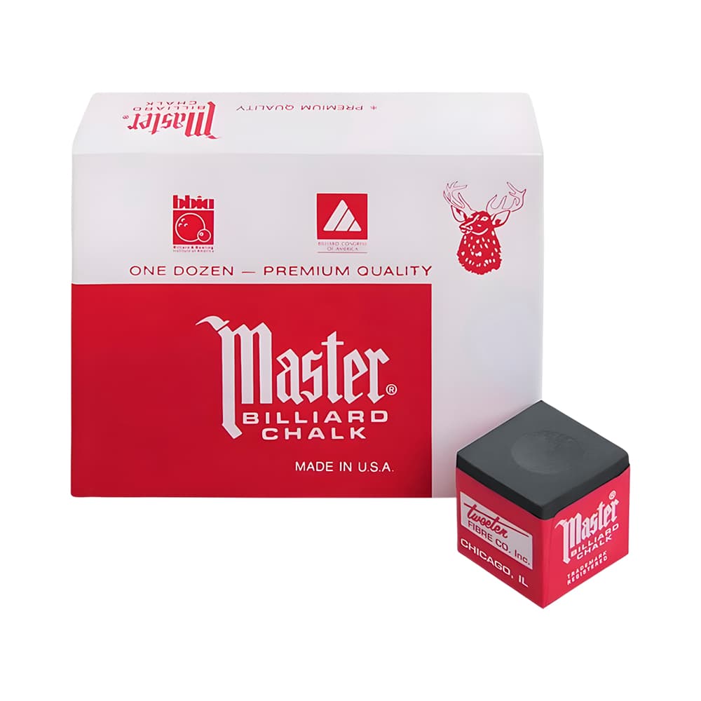 Giz para Taco de Bilhar Master Billiard Chalk Preto 12 Peças