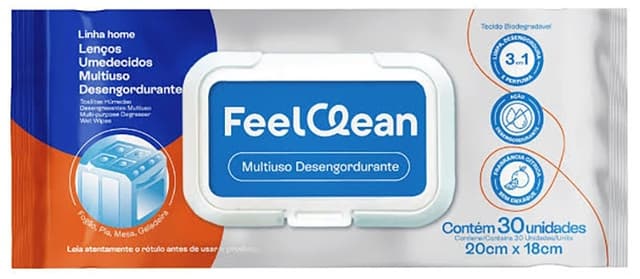 Toalhinhas Umedecidas Feelclean Multiuso 20cmx18cm (30 Unidades)