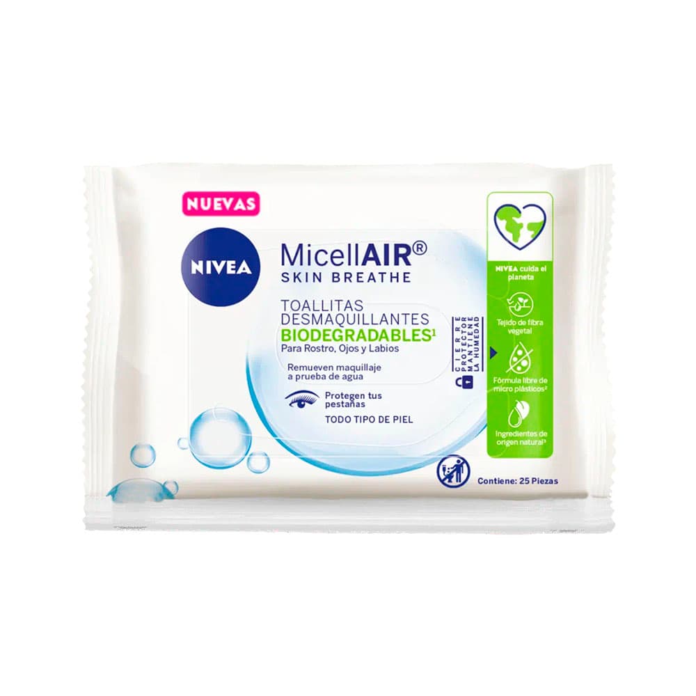 Lenços Demaquilantes Nivea Micellair Biodegradáveis 25 Unidades