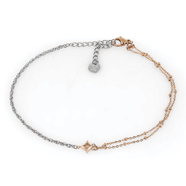 Tornozeleira Feminina Daniel Klein Dkj.5.50009-4 Prata/Rose Gold