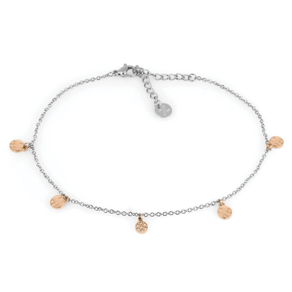 Tornozeleira Feminina Daniel Klein Dkj.5.50010-4 Prata/Rose Gold