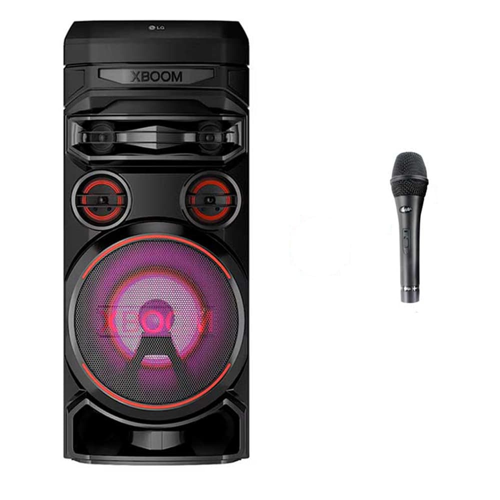 Torre de Som Lg Xboom Rnc7 Karaokê Star Super Bass Boost Iluminação Multicor Party (Com Microfone) 220V