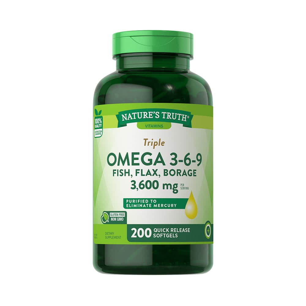 Cápsulas Moles Nature's Truth Triple Omega 3-6-9 Fish, Flax, Borage 1200MG 200