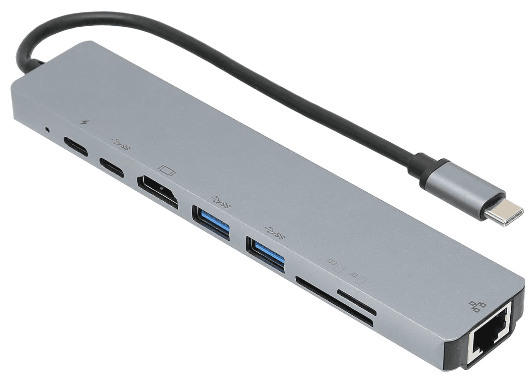 Hub USB-C 8 Em 1 USB/USB-C/HDMI/SD/RJ45 Trove
