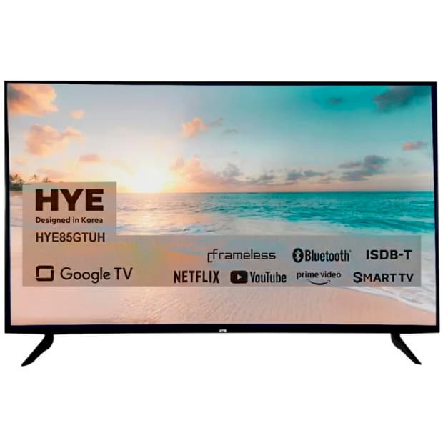 TV Hye HYE85GTUH Smart/Google/4K/UHD Preta