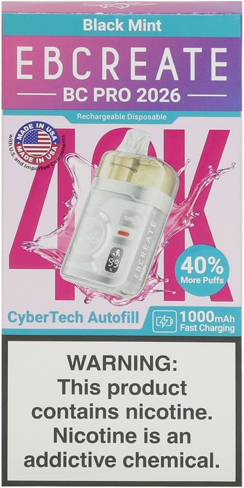 Vape Descartável Elf Bar Eb Create Bc Pro 2026 Black Mint 40000 Puffs