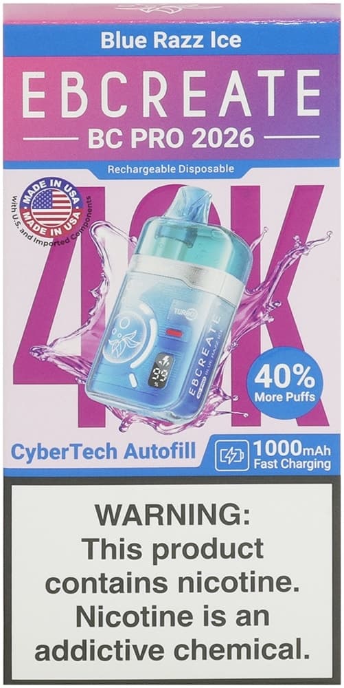 Vape Descartável Elf Bar Eb Create Bc Pro 2026 Blue Razz Ice 40000 Puffs