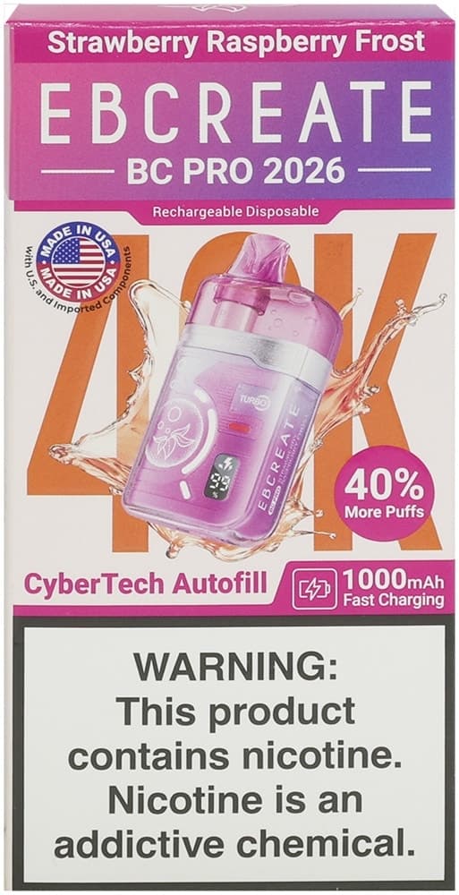Vape Descartável Elf Bar Eb Create Bc Pro 2026 Strawberry Raspberry Frost 40000 Puffs