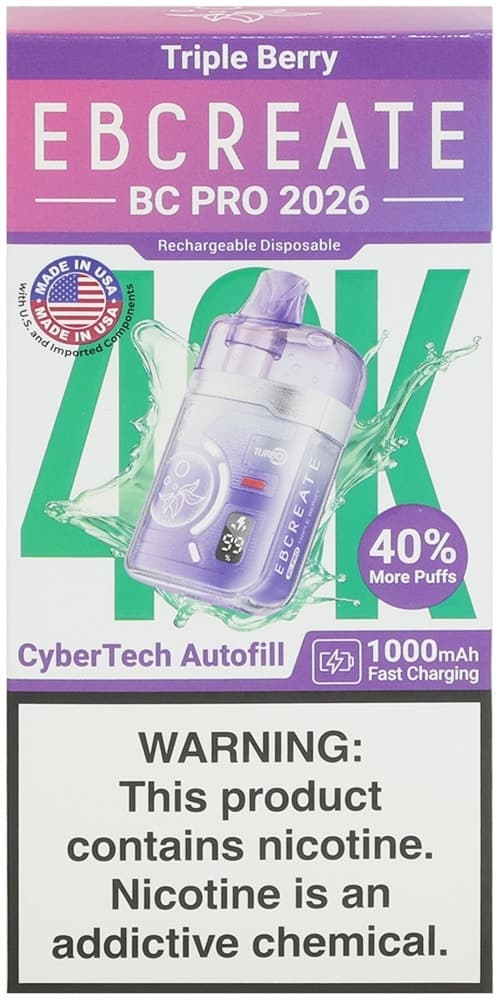 Vape Descartável Elf Bar Eb Create Bc Pro 2026 Triple Berry 40000 Puffs