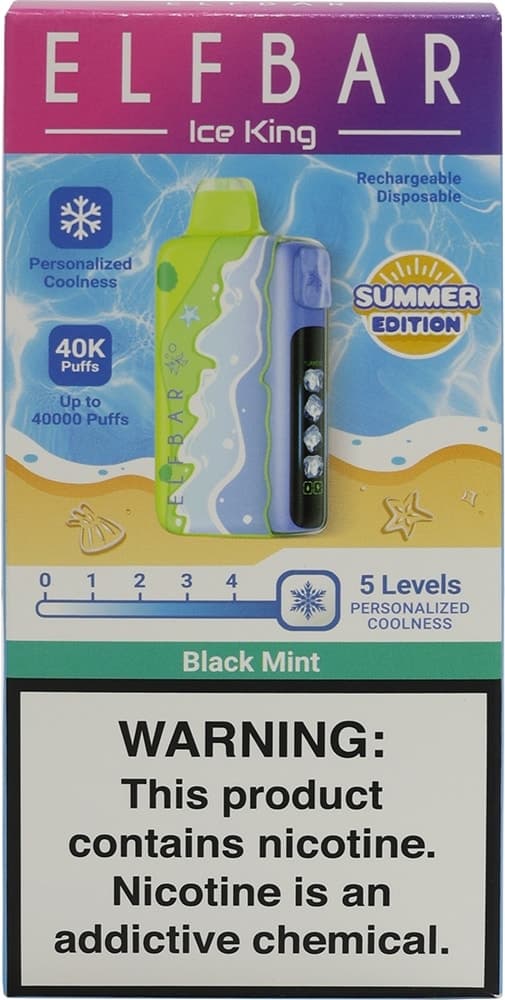 Vape Descartável Elf Bar Ice King - Black Mint 40000 Puffs