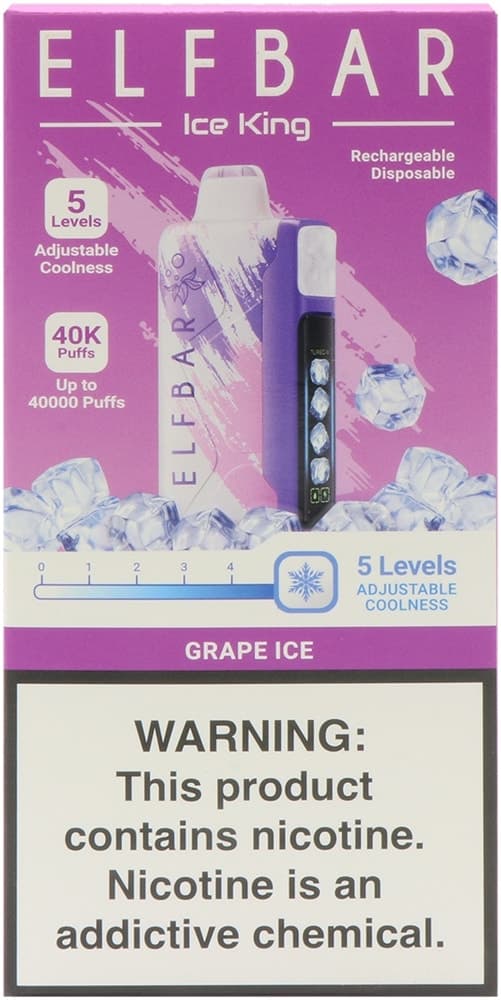 Vape Descartável Elf Bar Ice King Grape Ice 40000 Puffs
