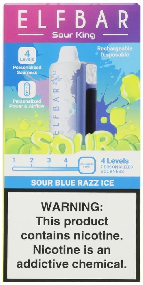 Vape Descartável Elf Bar Sour King Blue Razz Ice 40000 Puffs