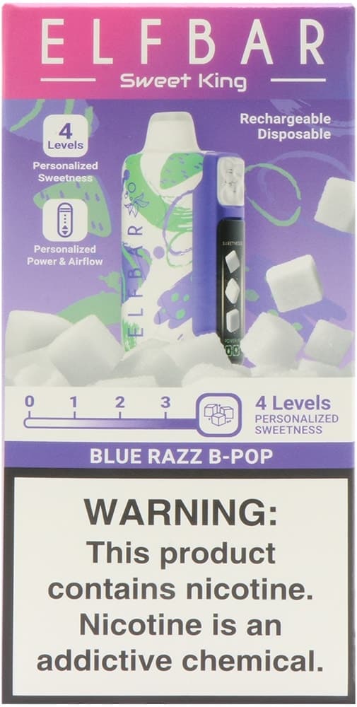 Vape Descartável Elf Bar Sweet King Blue Razz B-Pop 40000 Puffs