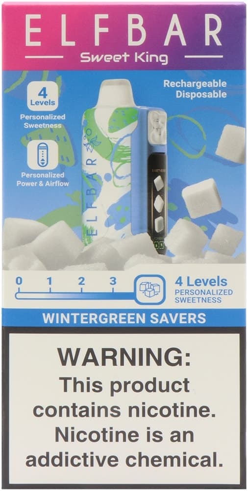 Vape Descartável Elf Bar Sweet King Wintergreen Savers 40000 Puffs