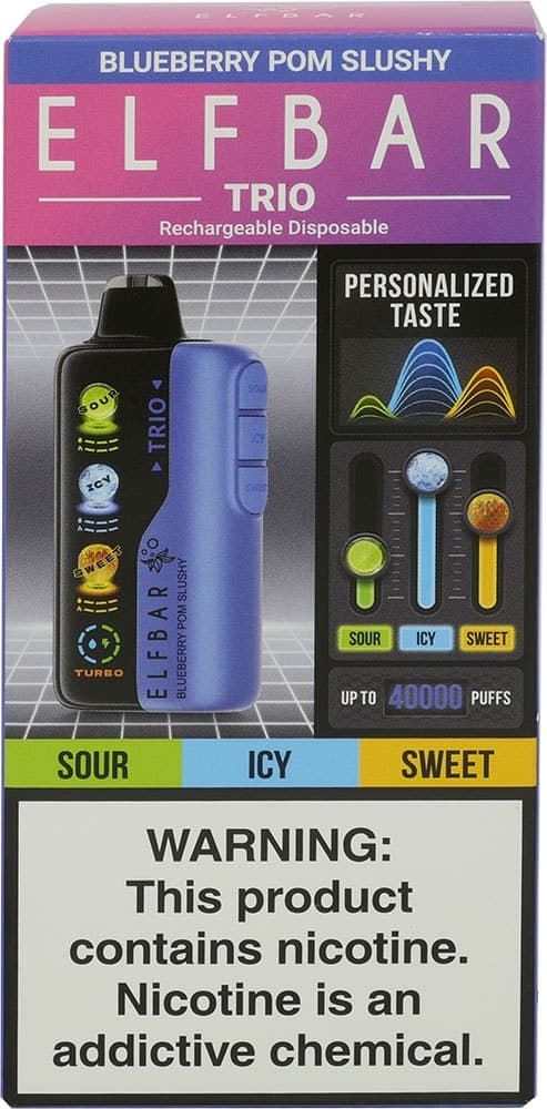 Vape Descartável Elf Bar Trio Blueberry Pom Slushy 40000 Puffs