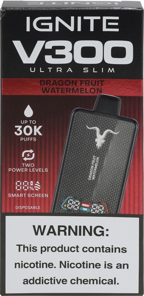 Vape Descartável Ignite V300 Ultra Slim Dragon Fruit Watermelon 30000 Puffs
