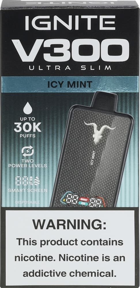 Vape Descartável Ignite V300 Ultra Slim Icy Mint 30000 Puffs