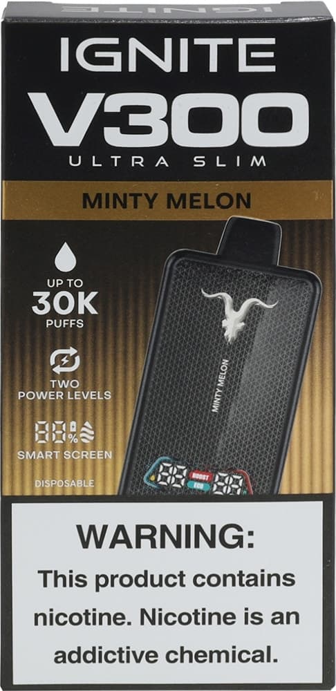 Vape Descartável Ignite V300 Ultra Slim Minty Melon 30000 Puffs
