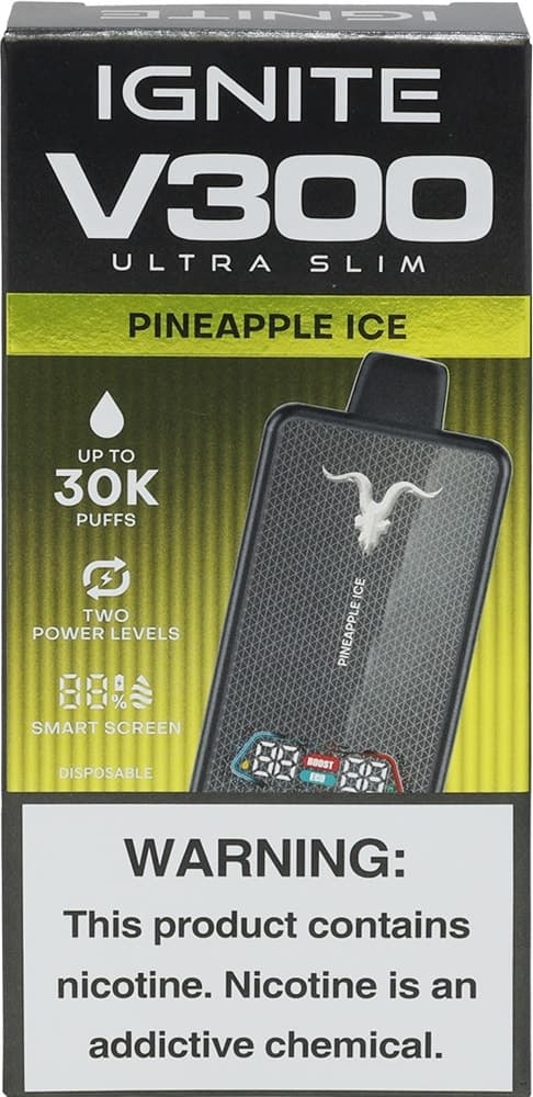 Vape Descartável Ignite V300 Ultra Slim Pineapple Ice 30000 Puffs