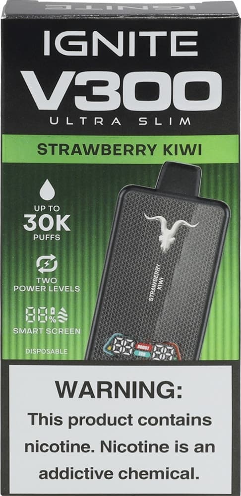 Vape Descartável Ignite V300 Ultra Slim Strawberry Kiwi 30000 Puffs