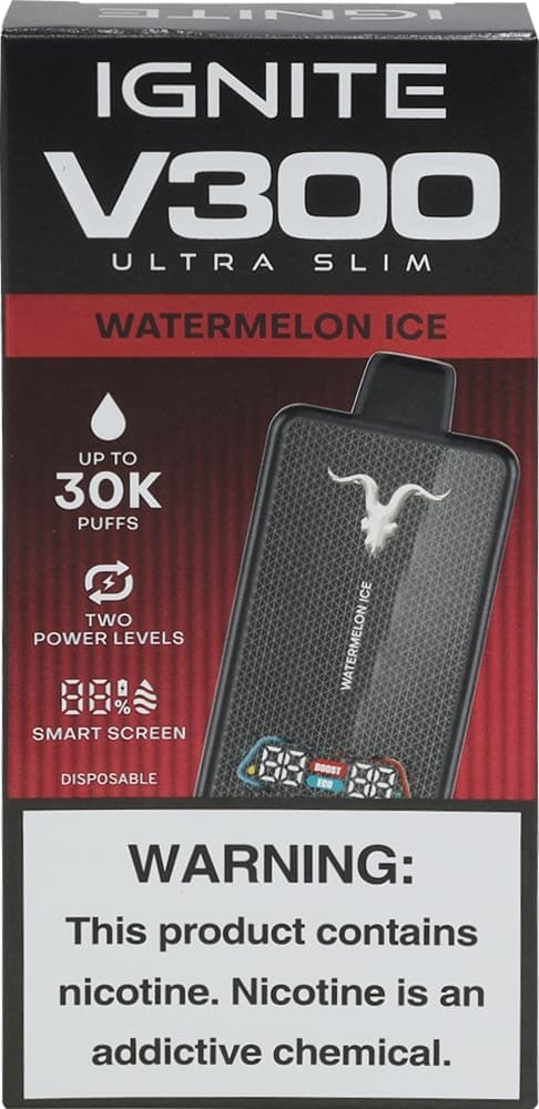 Vape Descartável Ignite V300 Ultra Slim Watermelon Ice 30000 Puffs