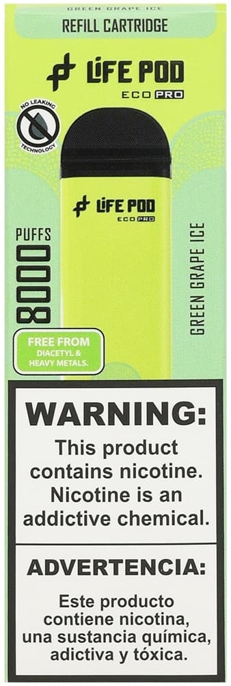 Vape Descartável New Life Eco Pro - Green Grape Ice - 8000 Puffs